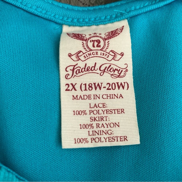 5/$15 Faded Glory Shades of Teal, Green, & Blue Maxi Dress 2X (18W-20W) - Picture 6 of 11